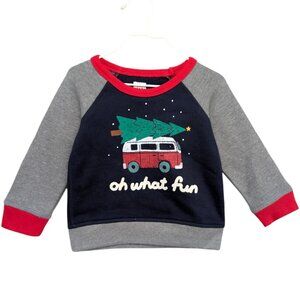 Baby GAP Christmas Sweatshirt Boys Blue Christmas Tree Long Sleeve Size18-24M